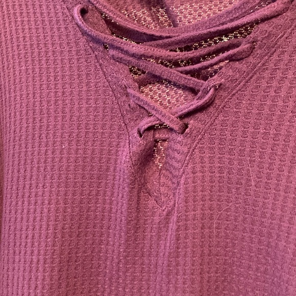 Torrid Purple Ribbed Tie Front Sweatshirt - Picture 3 of 4